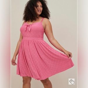 Torrid Pink Mini Knit Embroidered Skater Dress 2XL